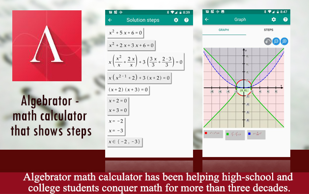 Algebrator – math calculator that shows steps