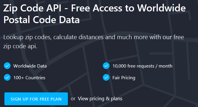 ZIP CODE API- GET FREE ACCESS TO WORLDWIDE POSTAL CODE DATA