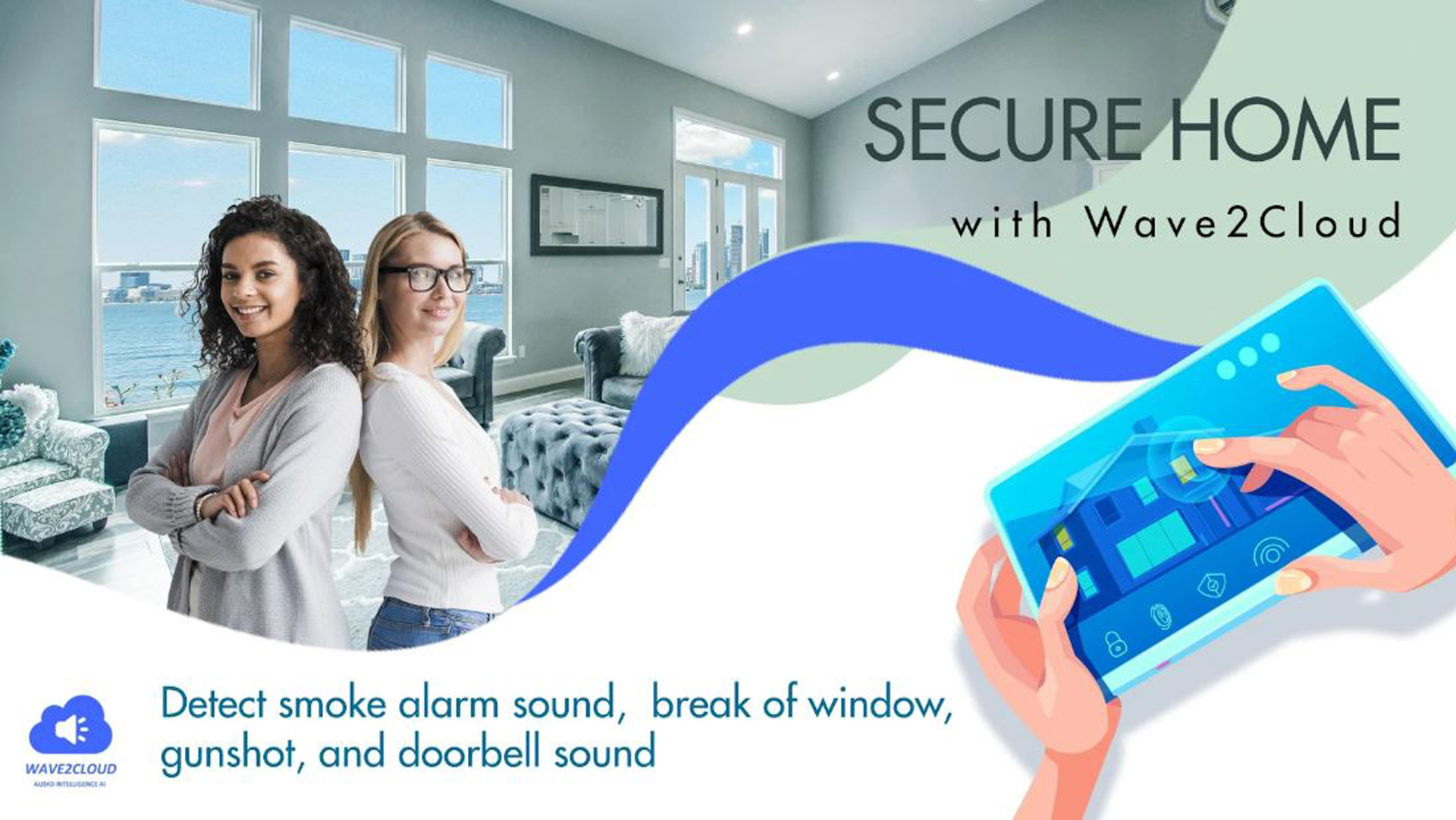 Wave2Cloud Home Security Camera, Audio Monitor